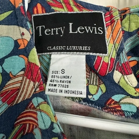 Terry Lewis Bird Linen Blend Top (S) - Picture 3 of 4